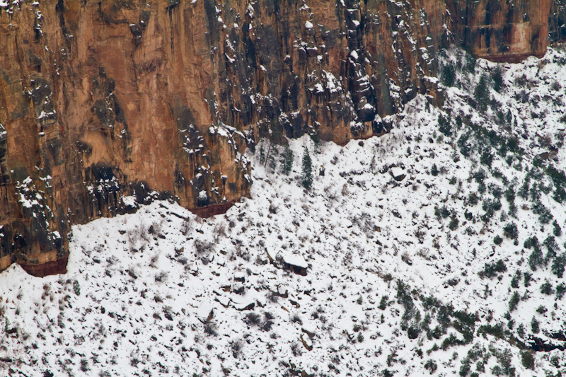 Snow On Cliff Face